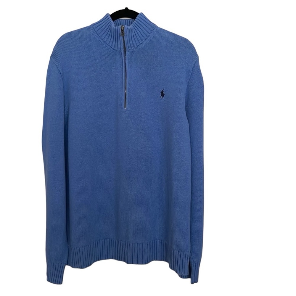 Polo Ralph Lauren Blue 100% Cotton Mock Turtleneck Sweater